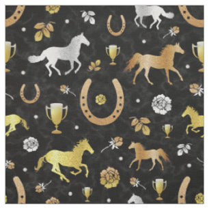 Tissu Motif d'or de noir de partie de jour de Derby de