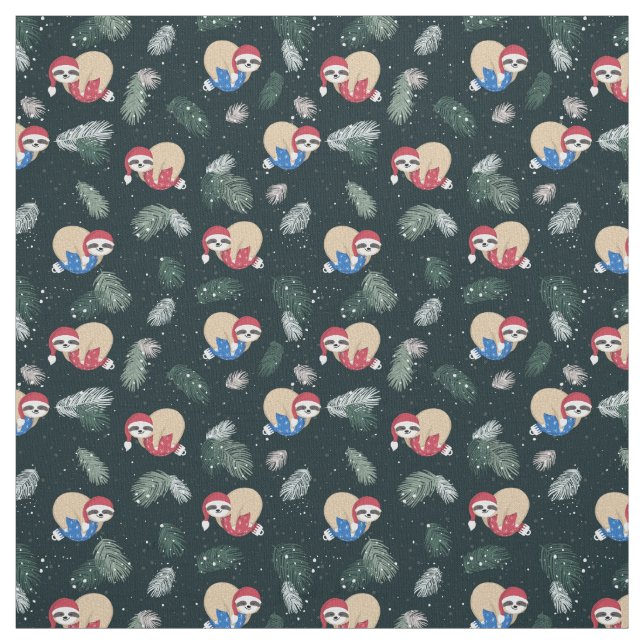 Tissu Motif d'ornement de paresse de Joyeux Noël (Échantillon)