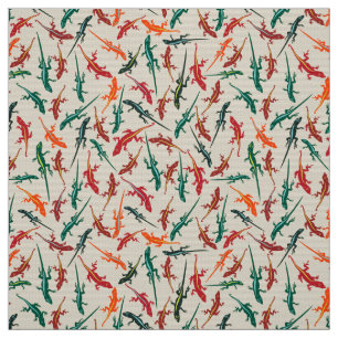 Tissu Motif écervelé de lézards colorés d'Anole