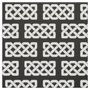 Tissu Motif élégant de nœud celtique noir et blanc