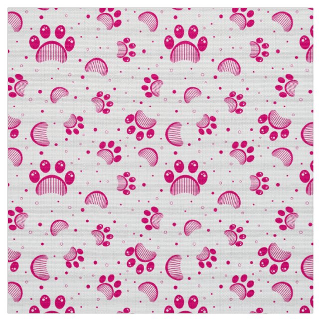 Tissu motif Empreinte de patte en couleur rose (Échantillon)