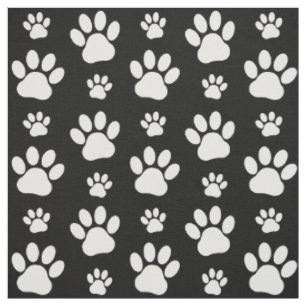 Tissu Motif, Empreintes de pattes, pattes de chien, noir
