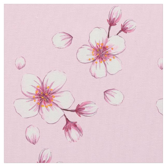 Tissu Motif en fleurs de cerisier rose (Fermer)