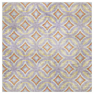 Tissu Motif en mosaïque des cercles orange violet paste