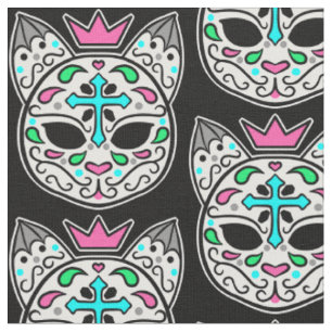 Tissu Motif en pastel de crâne de sucre de chat de mino