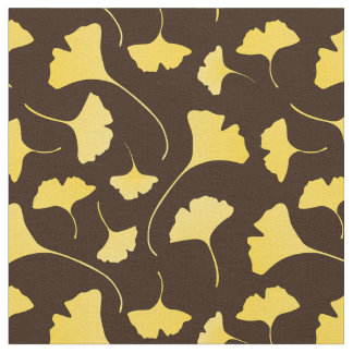 Tissu Motif Feuille de Ginkgo jaune