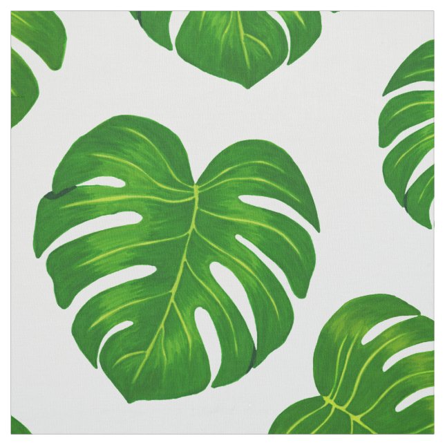 Tissu Motif Feuille de Green Tropical Monstera (Échantillon)