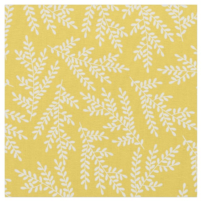 Tissu Motif Feuille moderne de moutarde jaune (Fermer)