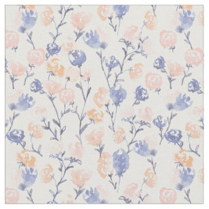 Tissu Motif floral aquarelle rose et violet
