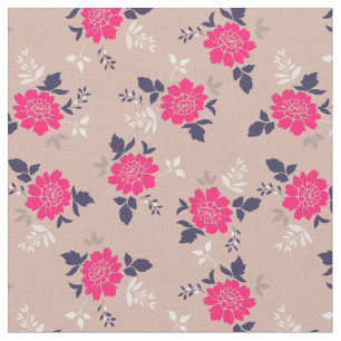 Tissu Motif floral beige de roses indien romantiques