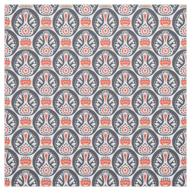 Tissu Motif floral d'art populaire de la Turquie (Échantillon)