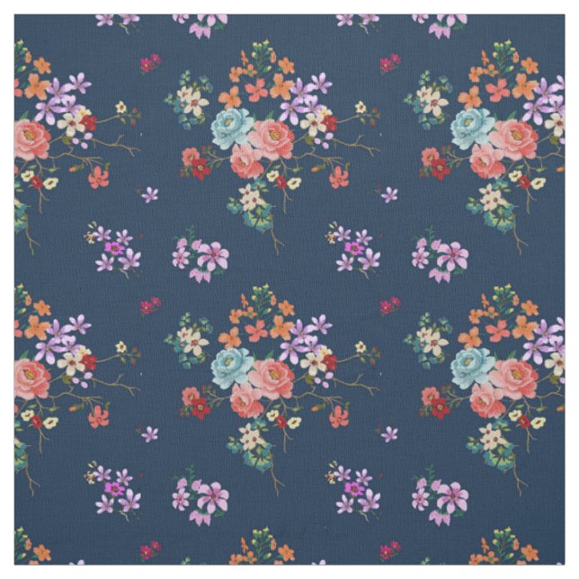 Tissu Motif floral de bouquet rose (Échantillon)