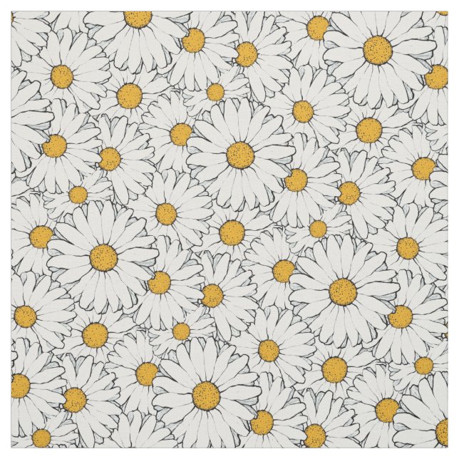 Tissu Motif floral de la marguerite jaune moderne (Échantillon)