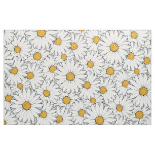 Tissu Motif floral de la marguerite jaune moderne