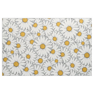 Tissu Motif floral de la marguerite jaune moderne