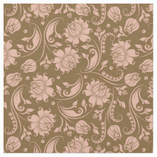Tissu Motif floral de rose et de brun