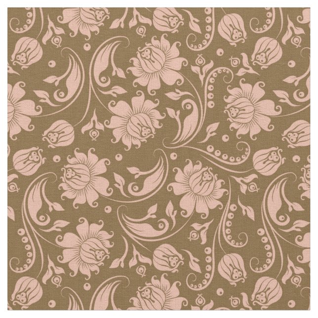 Tissu Motif floral de rose et de brun (Fermer)