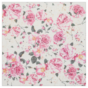 Tissu Motif floral de roses noirs roses vintages