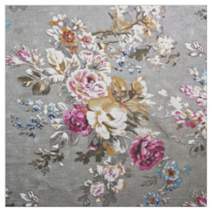 Tissu Motif floral de texture blanche rose vintage de