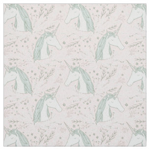 Tissu Motif floral doux de licorne