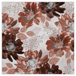 Tissu Motif floral gris-marron.
