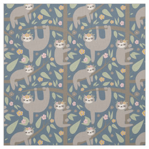 Tissu Motif floral mignon de paresse