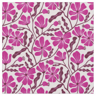 Tissu Motif floral moderne du milieu du siècle en magent