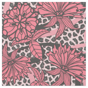 Tissu Motif floral noir assez rose d'empreinte de