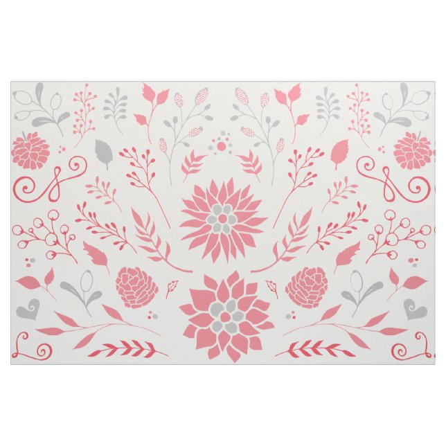 Tissu Motif floral rose et gris rustique (Fat Quarter)
