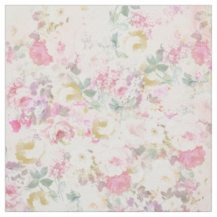 Tissu Motif floral rouge rétro rose aquarelle