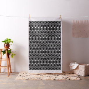 Tissu Motif floral rustique noir, gris et blanc