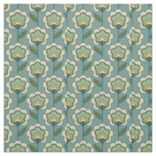 Tissu Motif floral turquoise et jaune