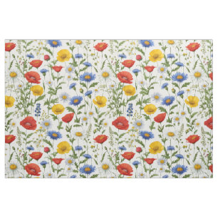 Tissu Motif floral vif à fleurs sauvages jolies et color