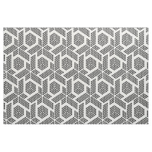 Tissu Motif géométrique à points blancs en noir