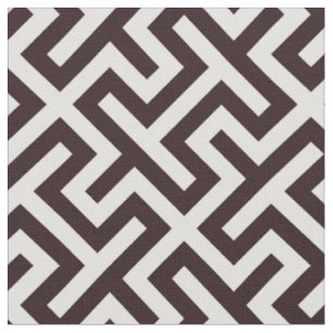 Tissu motif géométrique abstrait blanc brun foncé