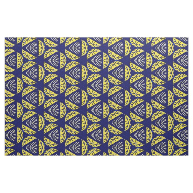 Tissu Motif géométrique Abstrait triangle jaune bleu (Yard)