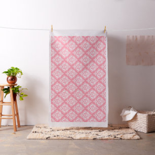 Tissu Motif géométrique blanc & rose Floral Damask
