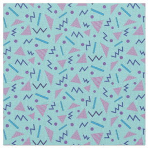 Tissu Motif géométrique bleu de style Memphis des années