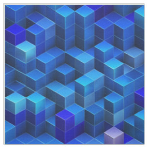 Tissu Motif géométrique d'abrégé sur bleu les cubes