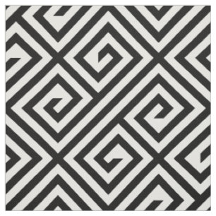 Tissu Motif géométrique de clé grecque blanche noire