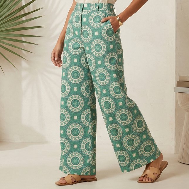 Tissu Motif géométrique de médaillon vert émeraude chic (Créateur téléchargé)