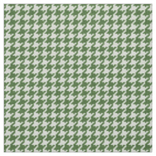 Tissu Motif géométrique de pied-de-poule vert et blanc