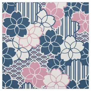 Tissu motif géométrique des fleurs japonaises Sakura