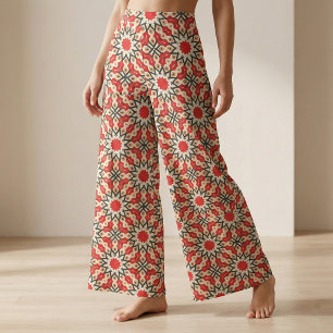 Tissu Motif géométrique ethnique rouge arabe détaillé