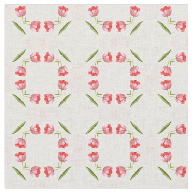 Tissu Motif géométrique floral de kaléidoscope de tulipe (Fermer)