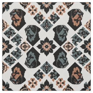 Tissu Motif géométrique floral Rottweiler