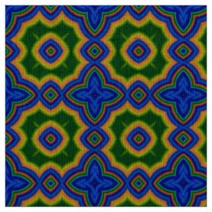 Tissu Motif géométrique marocain abstrait bleu et vert