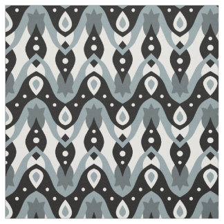 Tissu Motif géométrique noir, blanc et gris