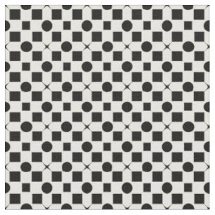 Tissu Motif géométrique noir et blanc avec cercles