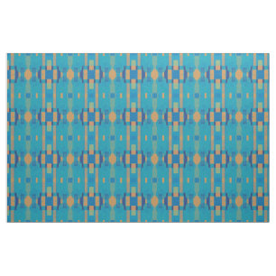 Tissu Motif géométrique orange de plaid de bleu de